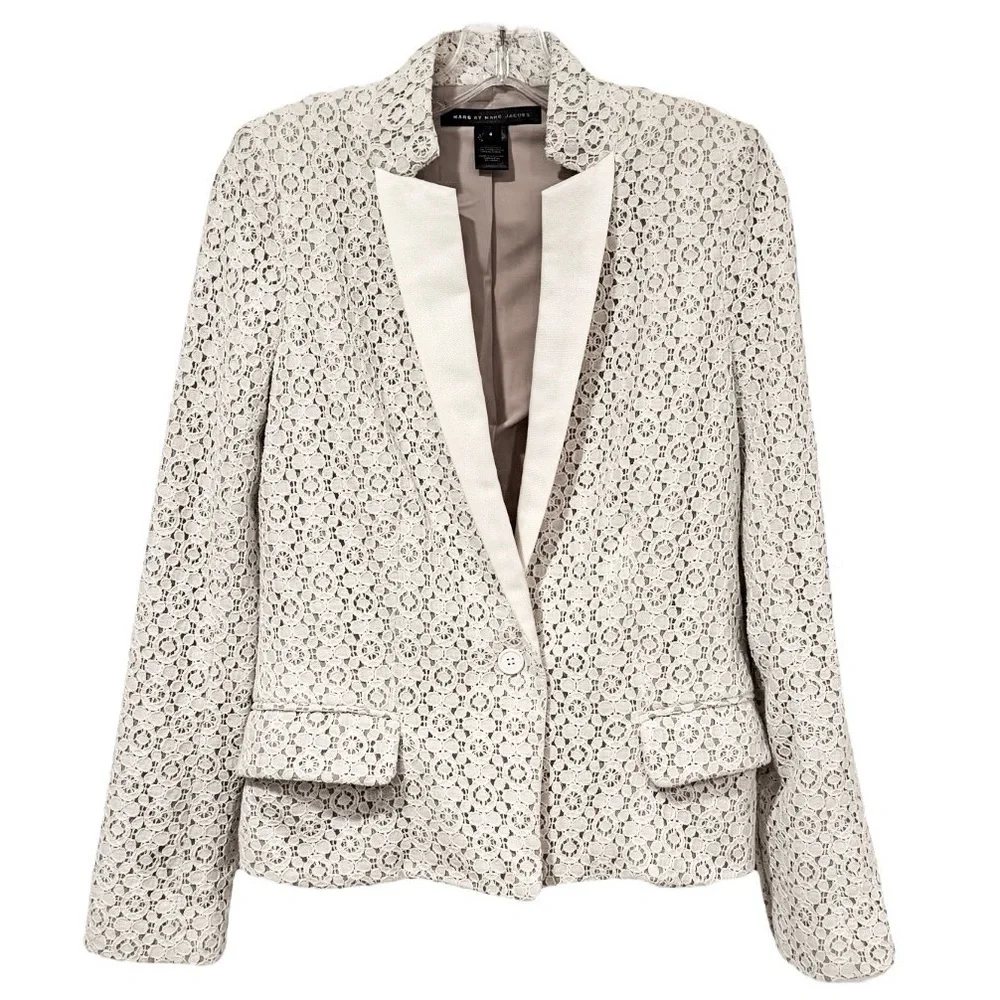 Marc By Marc Jacobs Lace Overlay Notch Collar Blazer